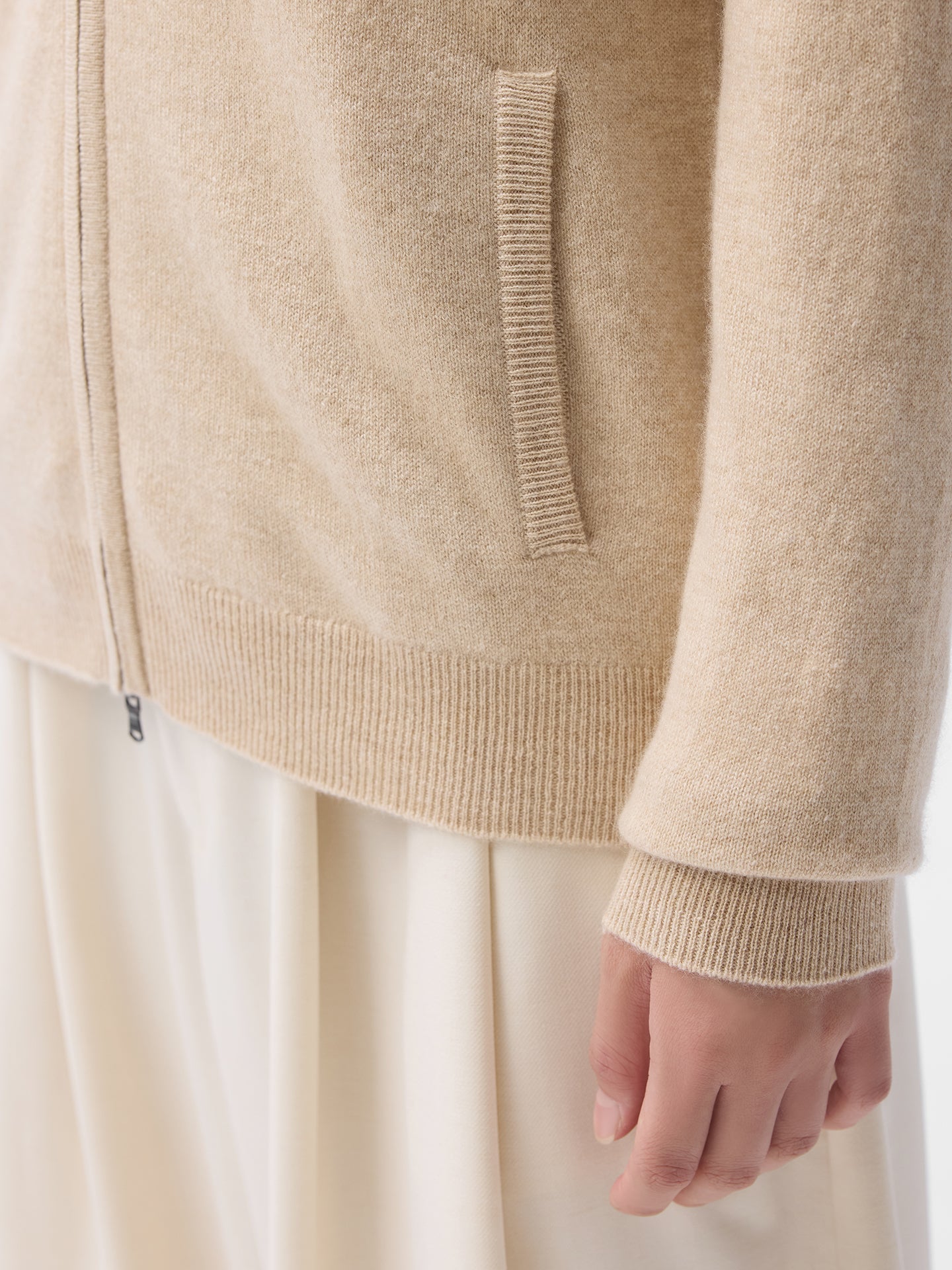 Organic Colour Essential Cashmere Full-Zip Cardigan
