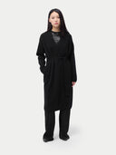 front view of a black robe on a white background #color_black