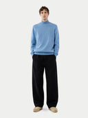 Essential Mock Neck Cashmere Sweater Azure Blue - Gobi Cashmere #color_azure-blue