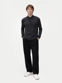 front view of a black long-sleeve shirt and black pants on a white background #color_charcoal