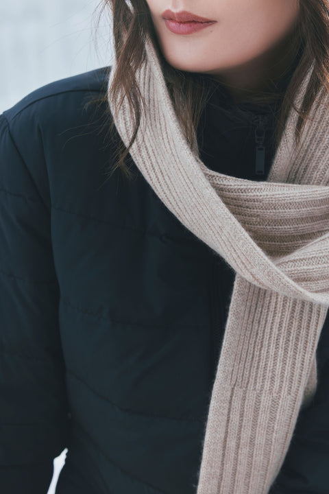 Cashmere Rib Knit Scarf, editorial photo