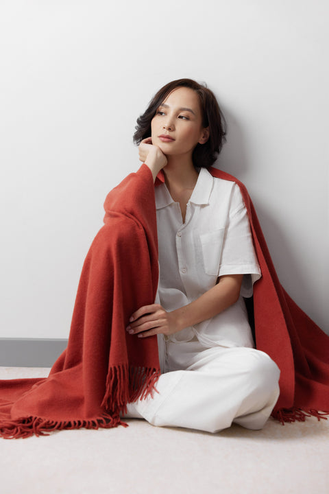 Oversized Cashmere Woven Scarf, editorial photo