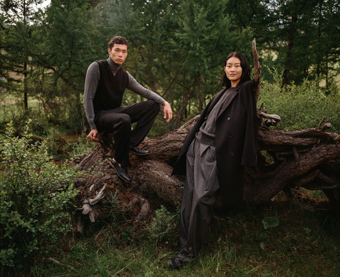 Timeless Cashmere V-Neck Vest in Black, editorial photo