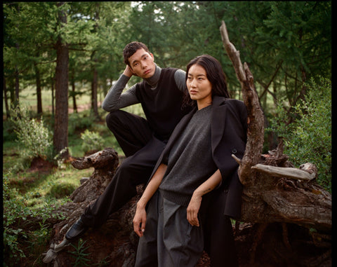 Timeless Cashmere V-Neck Vest in Black, editorial photo