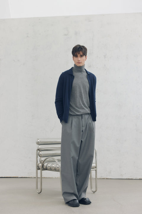 Essential Cashmere Turtleneck Sweater in Urban Silver, editorial photo