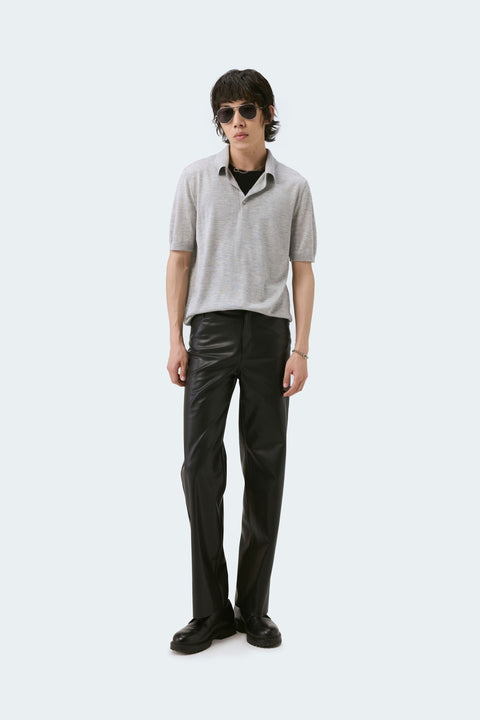 Cashmere Silk Polo Shirt in Cream White, editorial photo