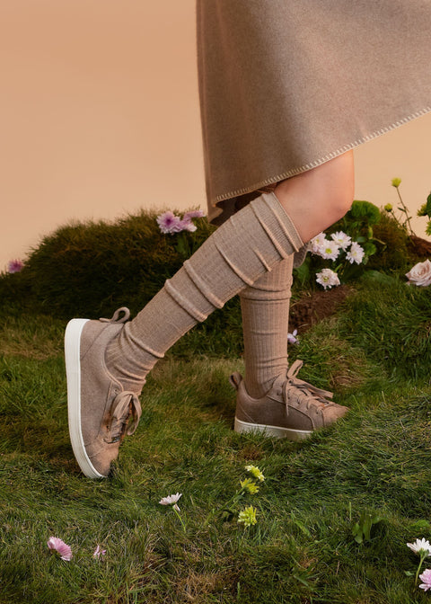 Gray Cashmere Low Ankle Sneakers, editorial photo