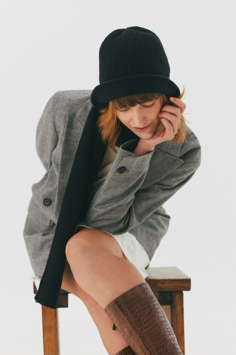 Charcoal Double-Breasted Cashmere Blazer, editorial photo