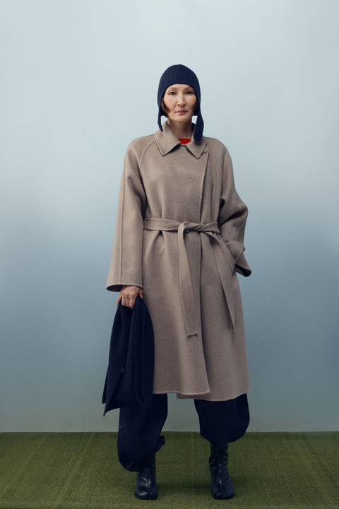 Cashmere Wrap Coat with Belt, editorial photo