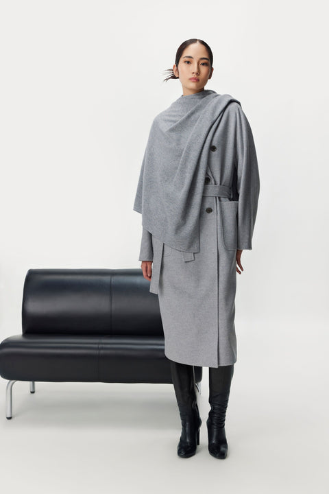 Black Double Breasted Long Coat, editorial photo