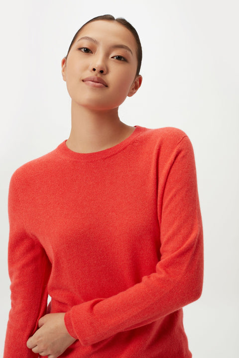 Essential Cashmere Crewneck Sweater in Steel Silver, editorial photo