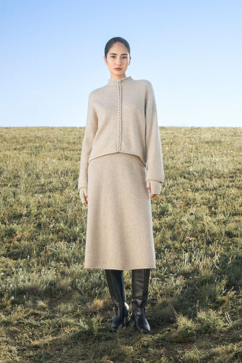 Cashmere Knitted Midi Skirt, editorial photo