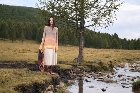 Cashmere Knitted Midi Skirt, editorial photo