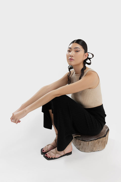 Cashmere Crop Top in Steel Silver, editorial photo