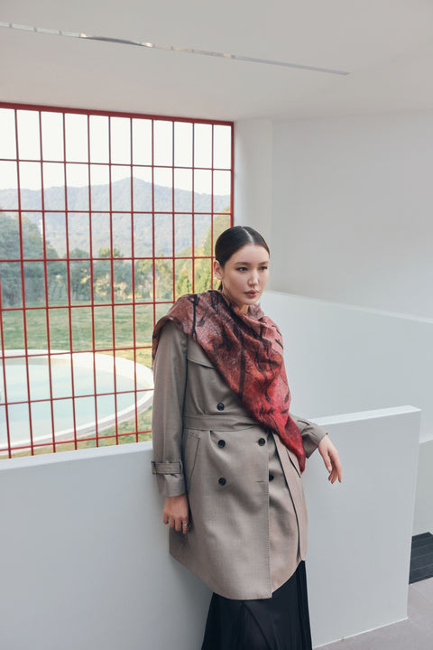 Double Breasted Cashmere Trench Coat, editorial photo