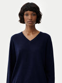 Essential Cashmere V-Neck Sweater Navy - Gobi Cashmere #color_navy