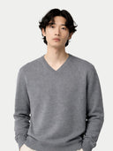 Man wearing a gray sweater against a white background #color_dim-gray