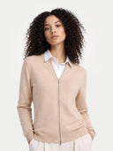 Organic Color Essential Cashmere Full-Zip Cardigan Beige - Gobi Cashmere #color_beige