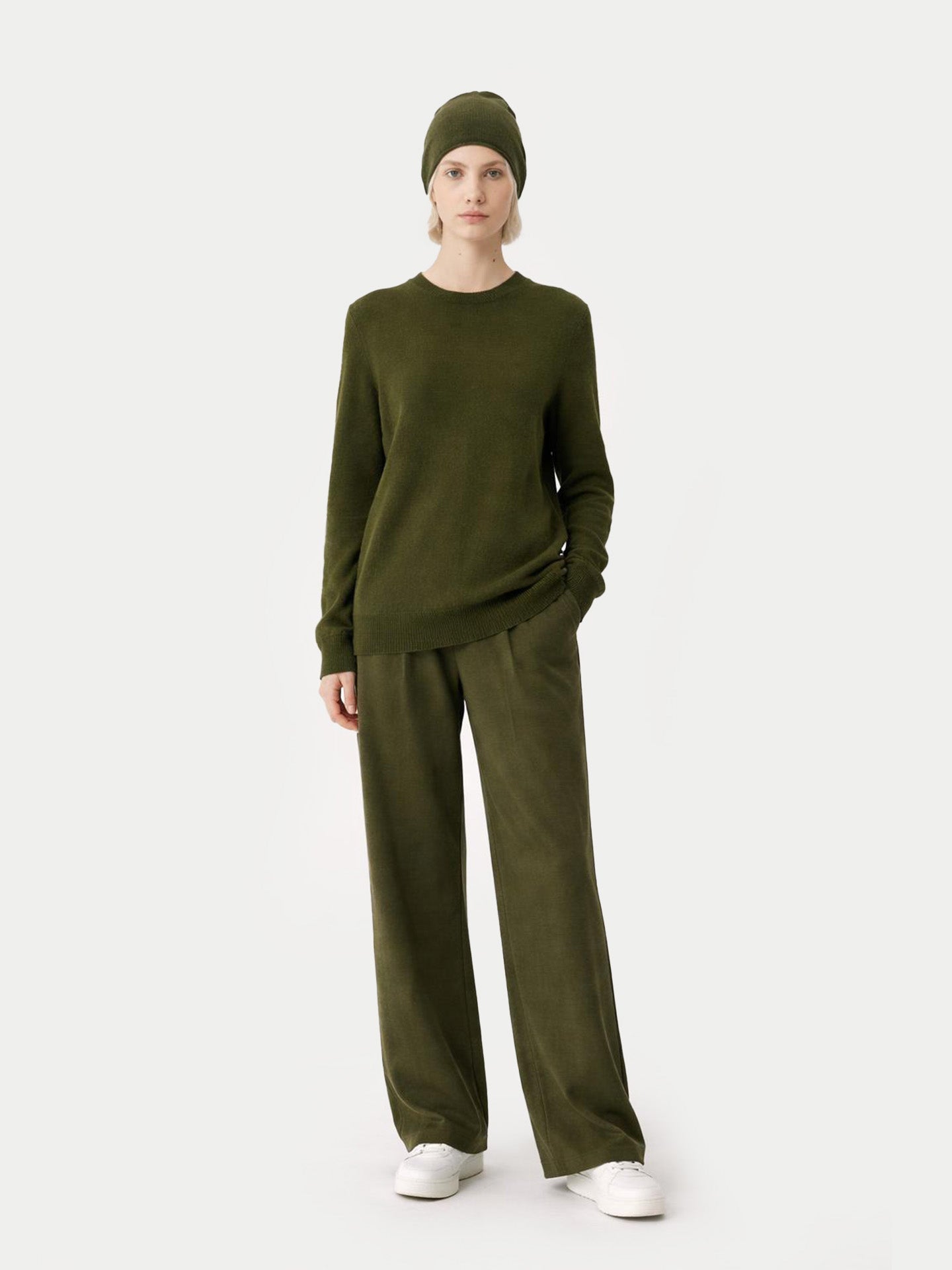 $99 Cashmere Hat & Sweater Set Capulet Olive - Gobi Cashmere