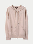 Beige hoodie with a brand label on a light gray background #color_beige