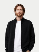 High Neck Full-Zip Cashmere Cardigan Black - Gobi Cashmere #color_black