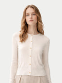 Cashmere Silk Buttoned Cardigan Whisper White - Gobi Cashmere #color_whisper-white