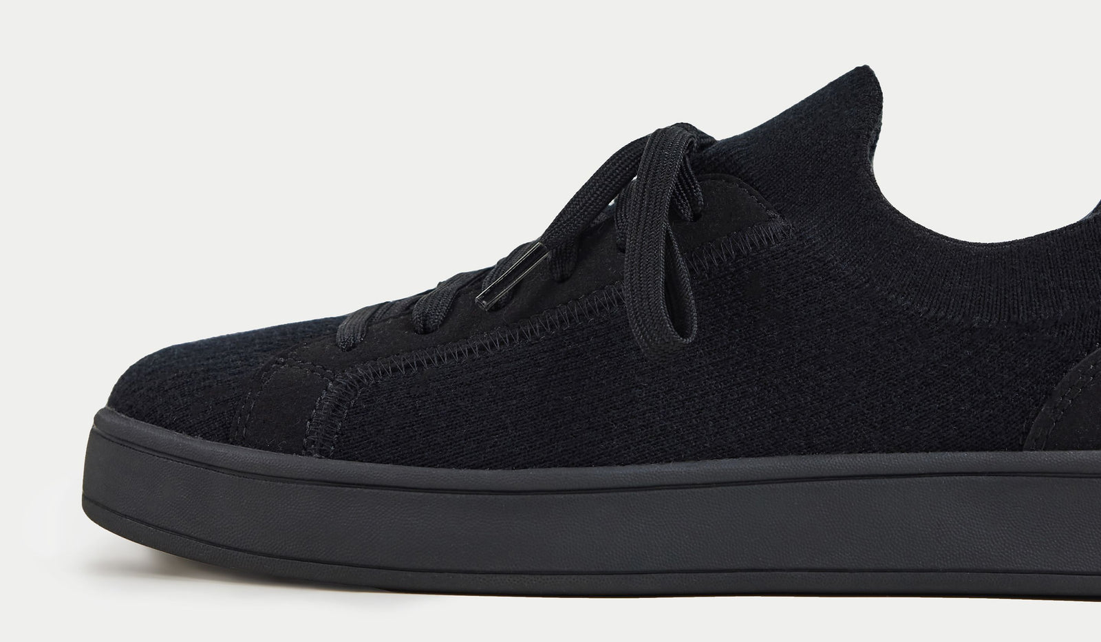 Black sneaker on a light gray background