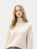High-Neck Knitted Sweater Off White - Gobi Cashmere #color_off-white