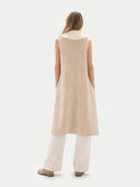 back view of a beige sleeveless dress on a white background #color_warm-grey
