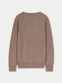 back view of a taupe cardigan on a light gray background #color_taupe
