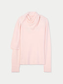 Back view of a light pink sweater with a scarf , v-neckline on a white background #color_peach-blush