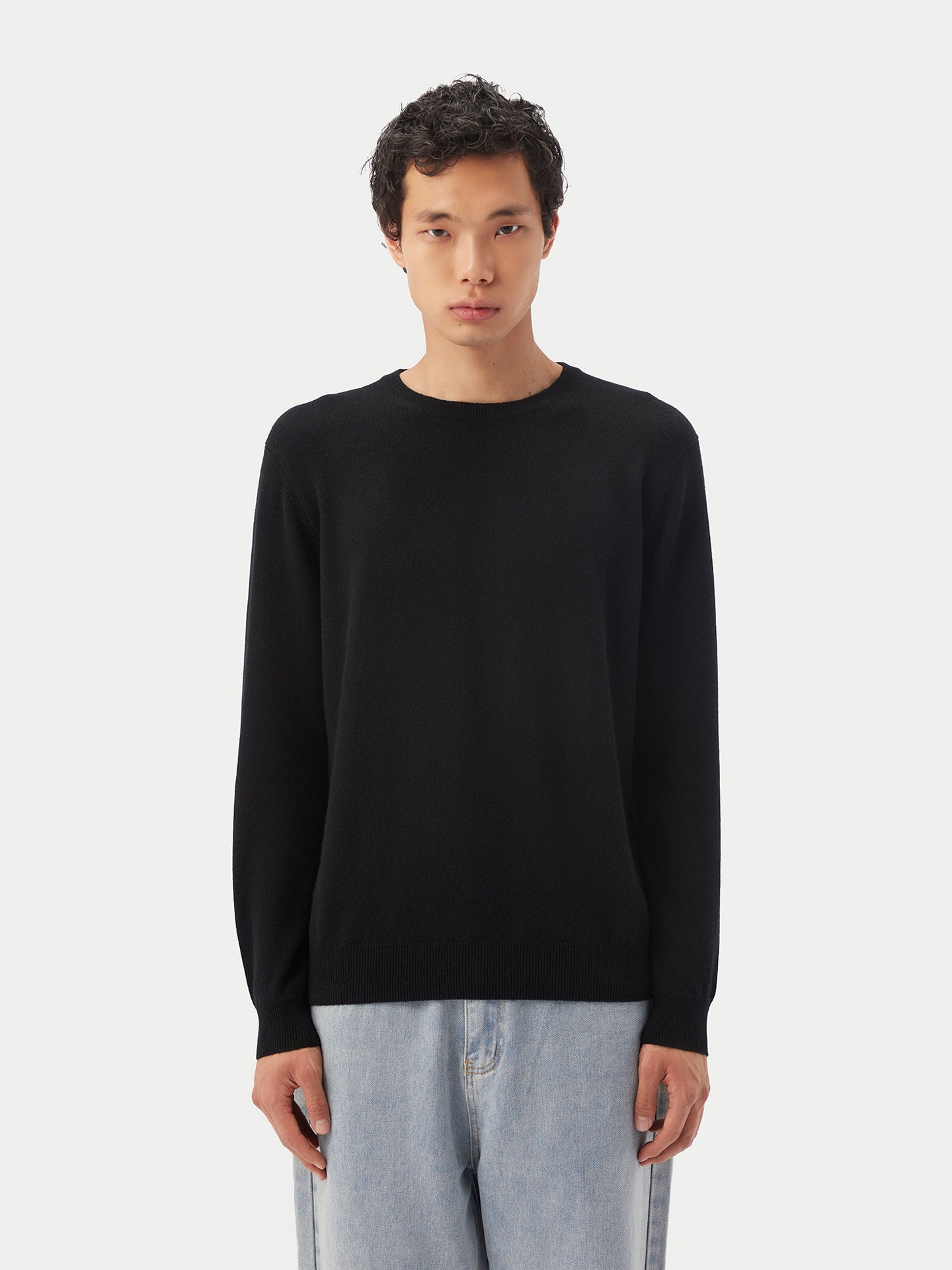 Men's Cashmere Crew Neck Black - Gobi Cashmere