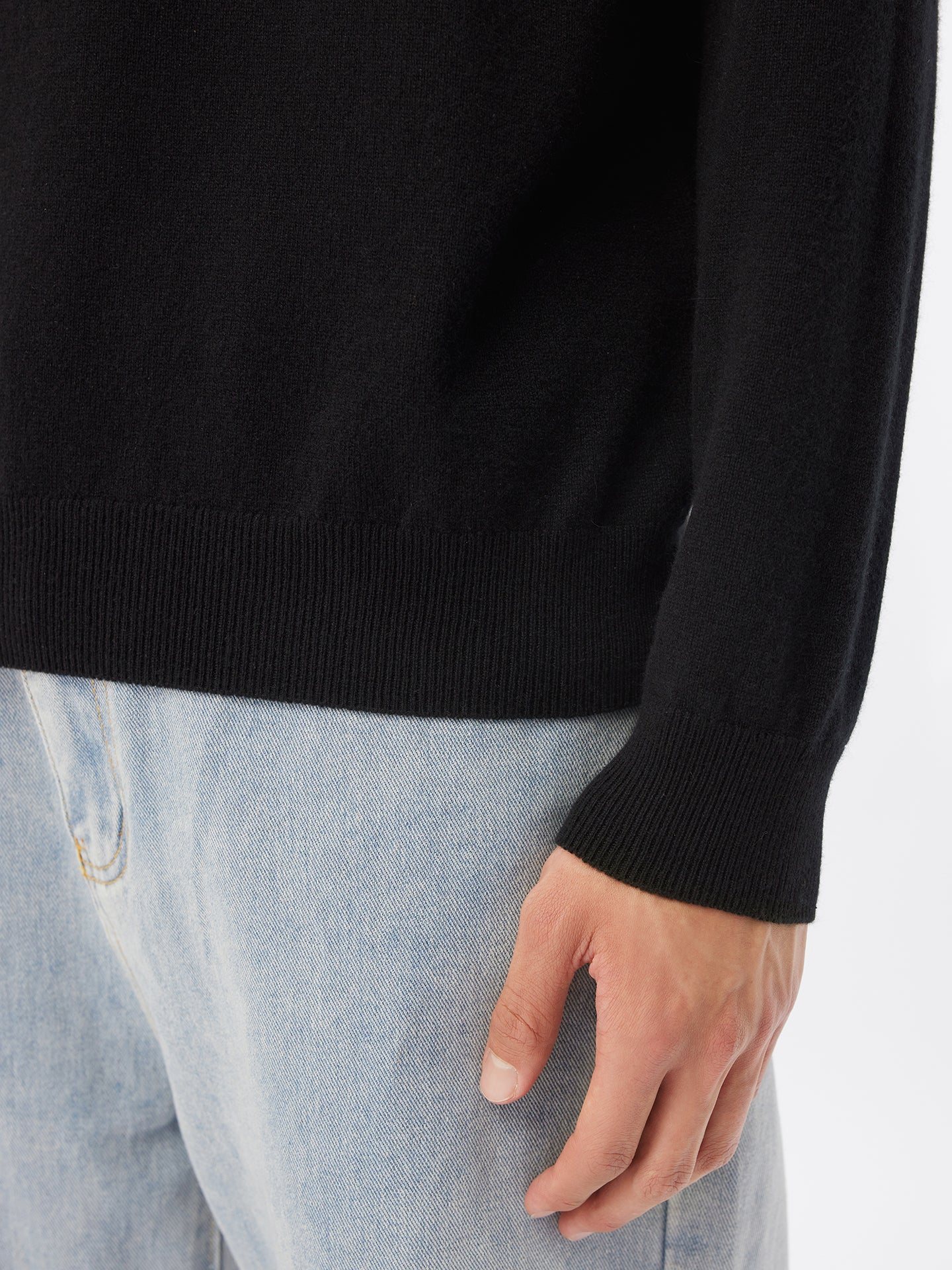 Men's Cashmere Crew Neck Black - Gobi Cashmere