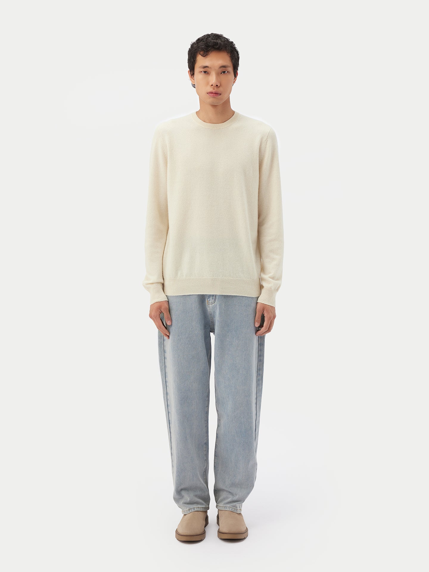 Organic Cashmere Color Essential Crew Neck Sweater