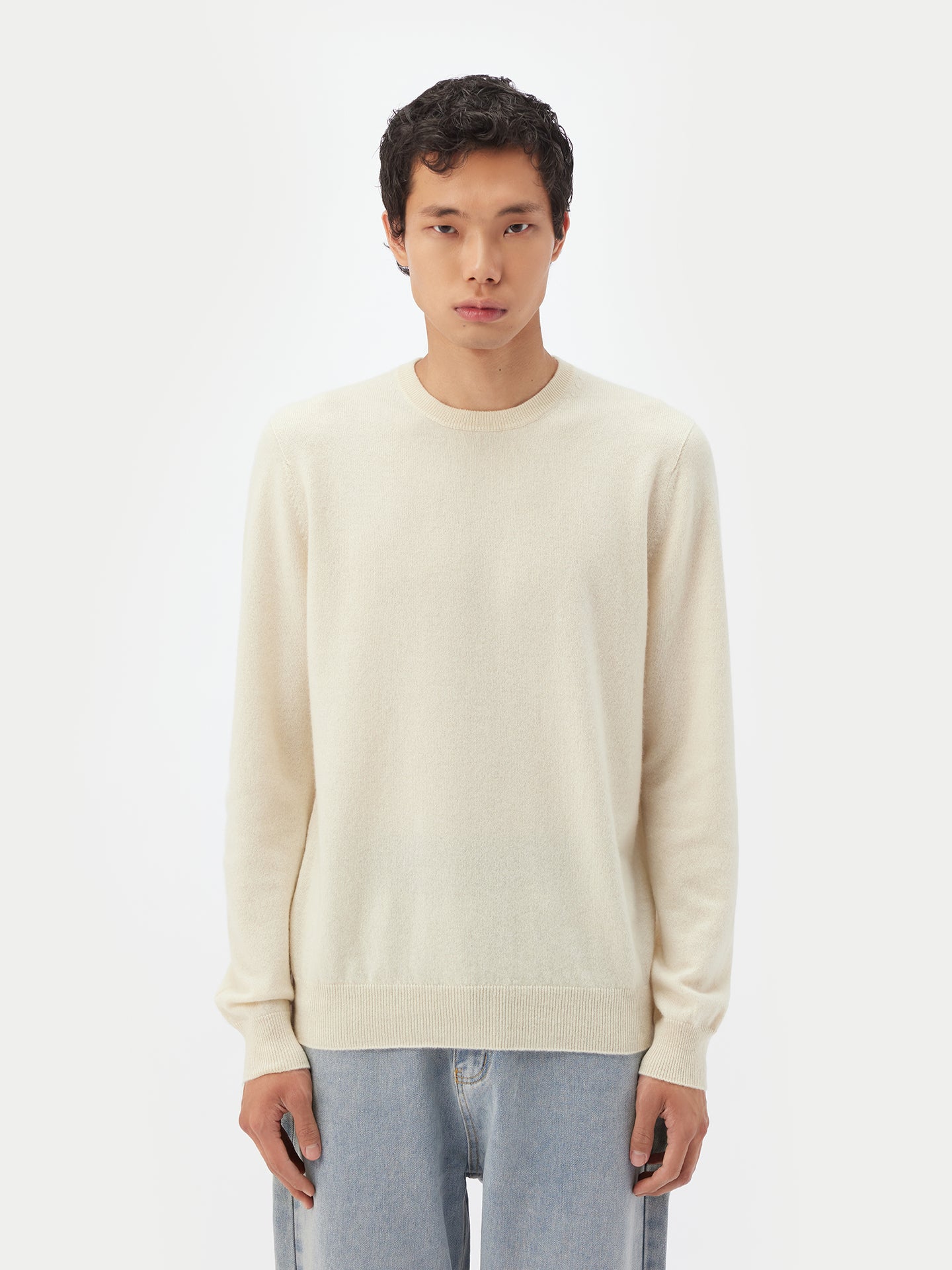 Organic Cashmere Color Essential Crew Neck Sweater