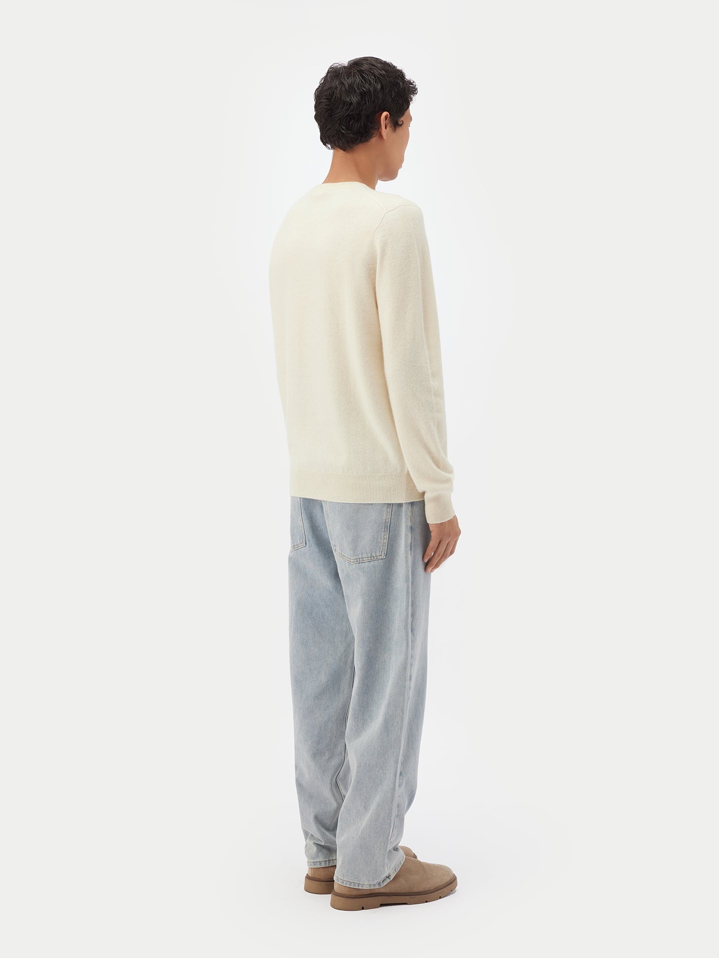 Organic Cashmere Color Essential Crew Neck Sweater