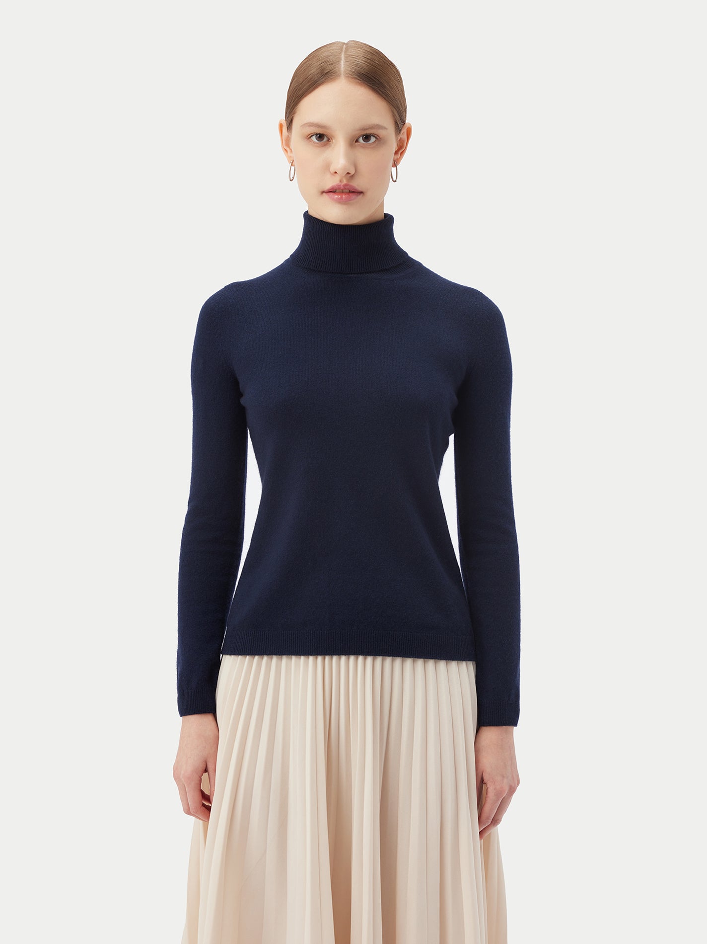 Women's Cashmere Classic Turtleneck Navy - Gobi Cashmere