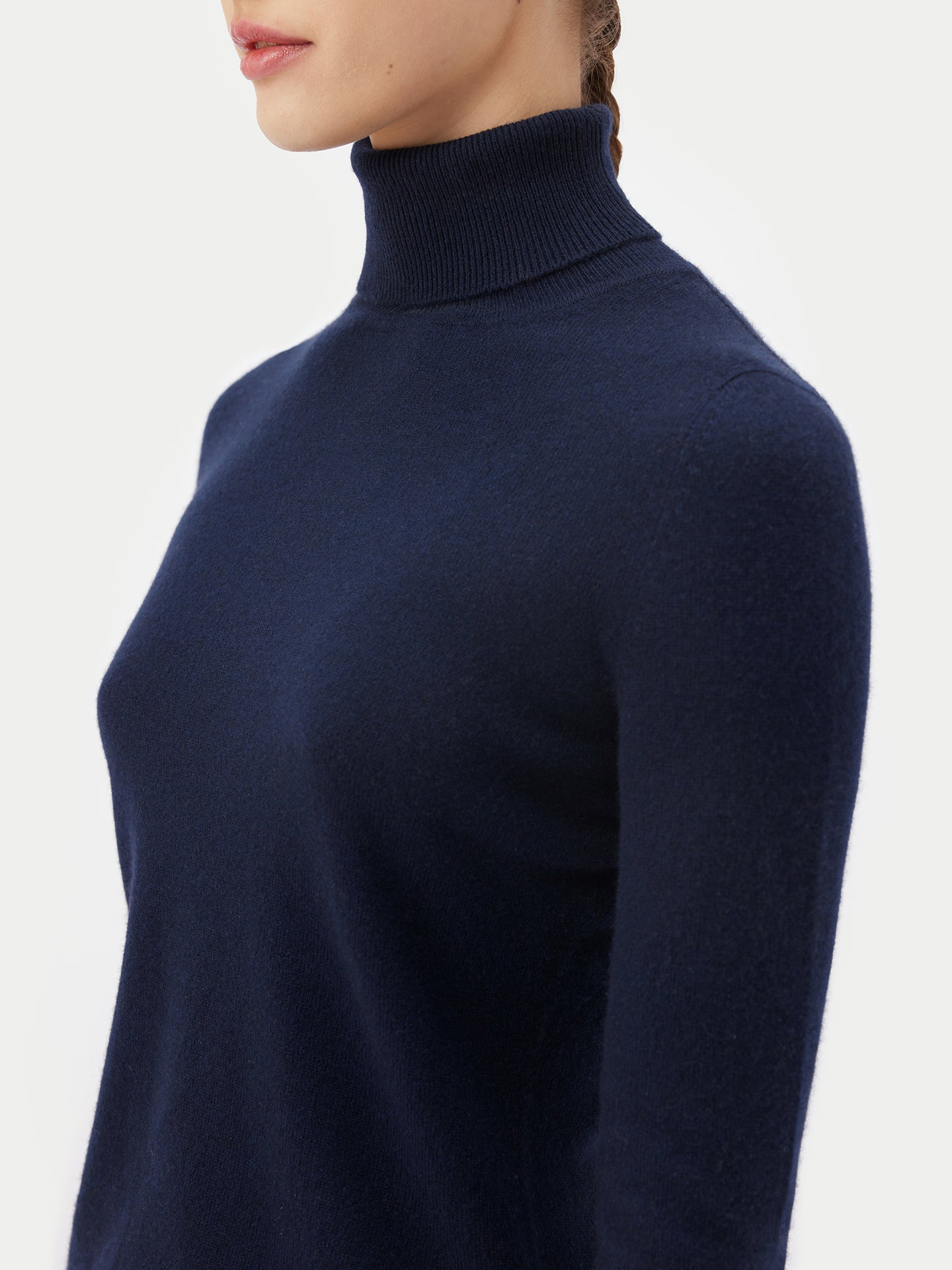 Women's Cashmere Classic Turtleneck Navy - Gobi Cashmere