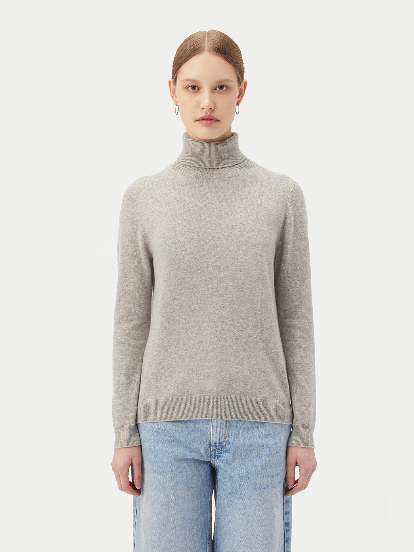 Women's Cashmere Turtle Neck Sweater Dawn Blue - Gobi Cashmere