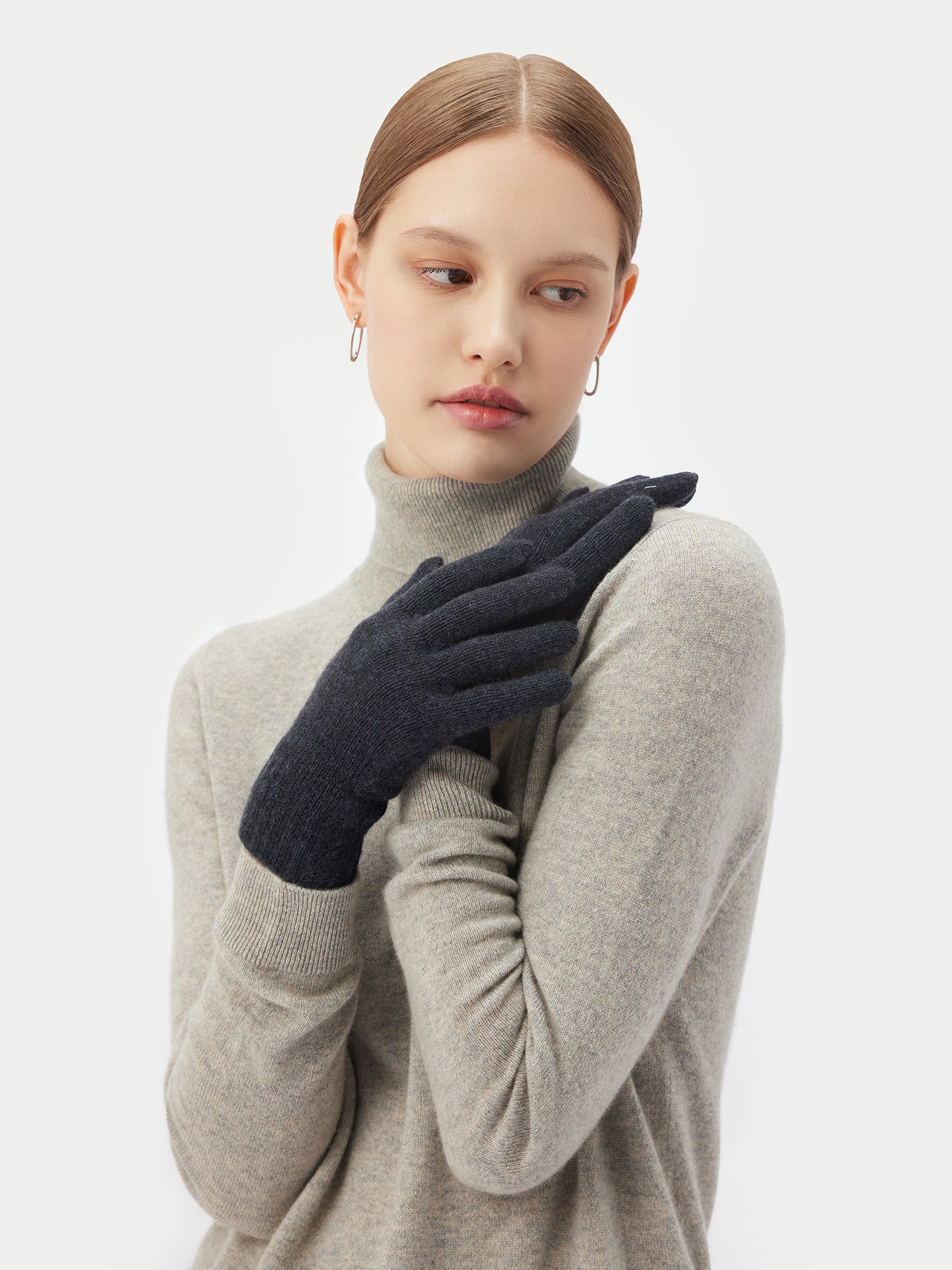 Women's Cashmere Basic Gloves Insignia Blue - Gobi Cashmere