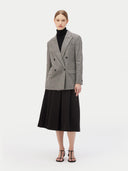 front view of a gray cashmere double-breasted blazer. #color_warm-grey