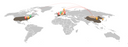 World map showing GOBI's marketplace presence in the United States, Europe, China and South Korea, linked to Ulaanbaatar