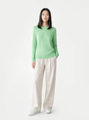 Essential Cashmere Crewneck Sweater Green Ash - Gobi Cashmere #color_green-ash