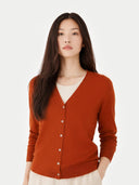 Essential Cashmere V-Neck Cardigan Sugar Almond - Gobi Cashmere #color_sugar-almond