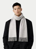 Man wearing a light gray scarf on a white background #color_dawn-blue