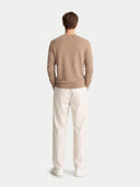 Men's Crewneck Cotton Silk Cashmere Blend Sweater Timber Wolf - Gobi Cashmere #color_timber-wolf