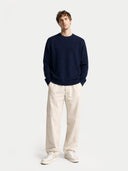 Essential Crewneck Cashmere Sweater Navy - Gobi Cashmere #color_navy