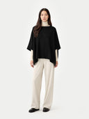 Boat-Neck Cashmere Poncho Black - Gobi Cashmere #color_black