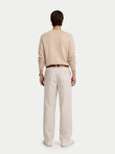 back view of a Man wearing a beige sweater and pants on a white background #color_beige