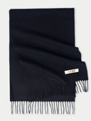 Black scarf with a gold label on a white background #color_black